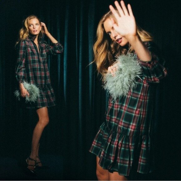 Tuckernuck Dresses & Skirts - Tuckernuck Palmerston Tartan Plaid Drop Waist Long Sleeve Mini Dress Size XS